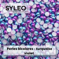 demi-perle bicolore violet turquoise