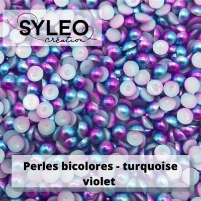 demi-perle bicolore violet turquoise 59786407