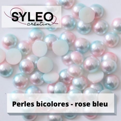 demi-perles bicolore rose et bleu 340143975